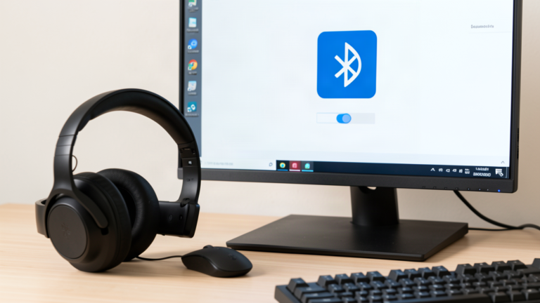 Écran Windows 11 affichant l'icône Bluetooth activée, avec un casque et une souris sans fil