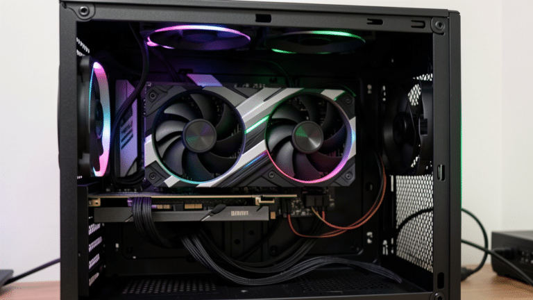 Carte graphique à deux ventilateurs installée dans un PC