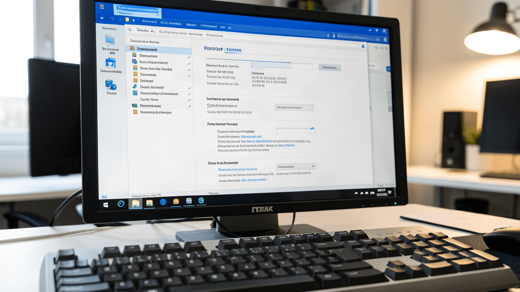 Ecran d'ordinateur Windows affichant une fenetre de parametres systeme