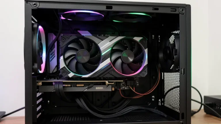 Carte graphique à deux ventilateurs installée dans un PC