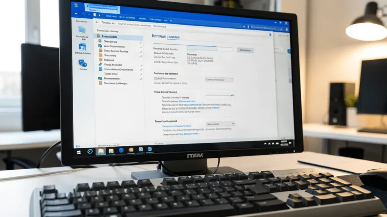 Ecran d'ordinateur Windows affichant une fenetre de parametres systeme