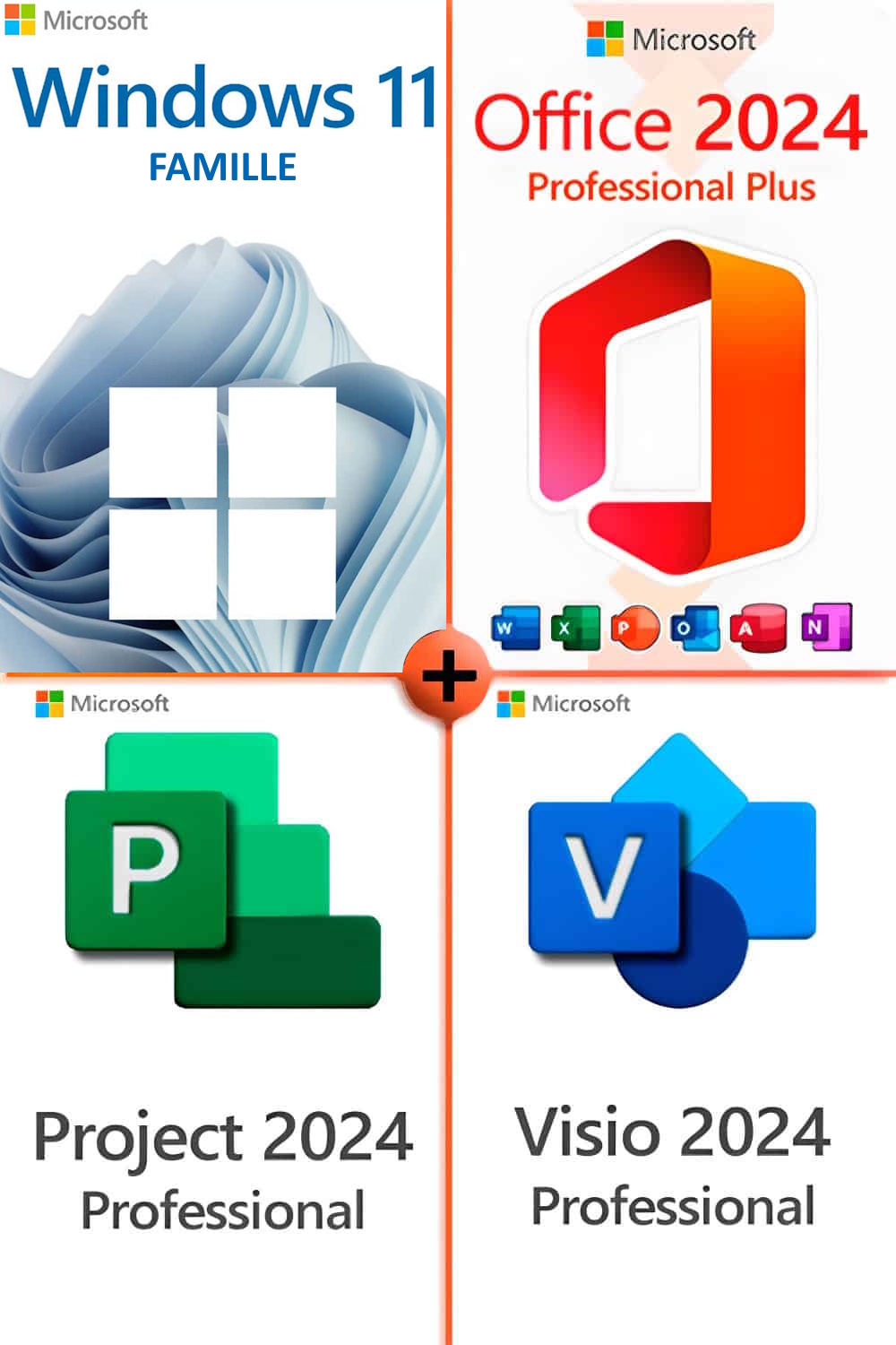 Méga Pack Windows 11 Famille Office 2024 Visio 2024 Project 2024